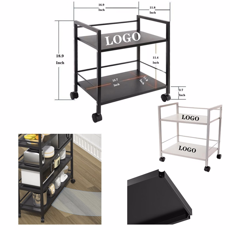 Two - Level Storage Rack Trolley with Rolling Wheels