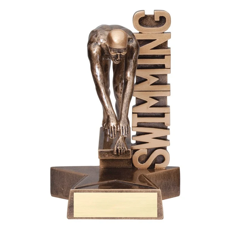 6 1/2" Tall Swimming Male Billboard Resin Award 1