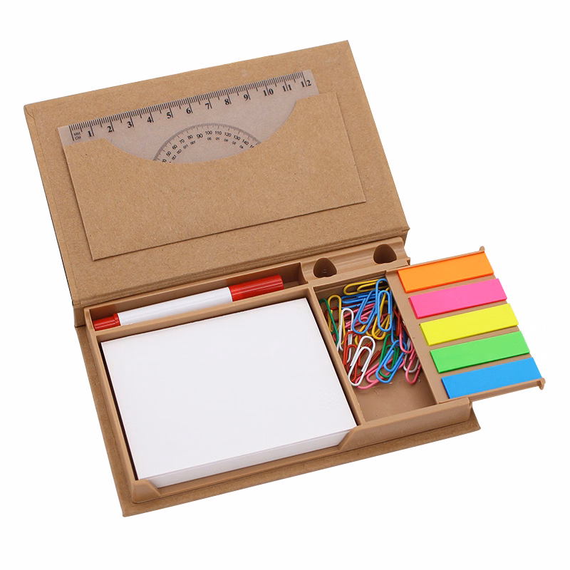 Kraft Paper Sticky Memo Note Set with Pen