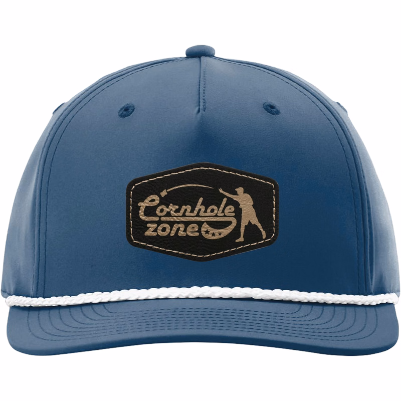 Richardson #258 Five Panel Rope Cap w/Leatherette Adhesive Patches or Embroidery