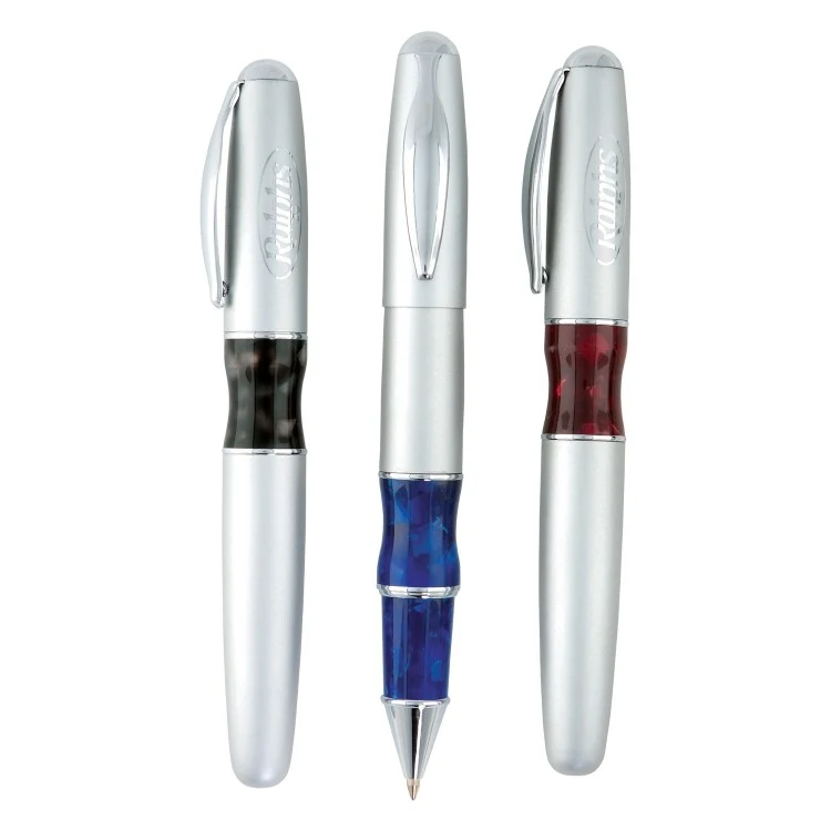 Epris Brass Silver Cap Off Ballpoint Pen w/ Center Ring 1