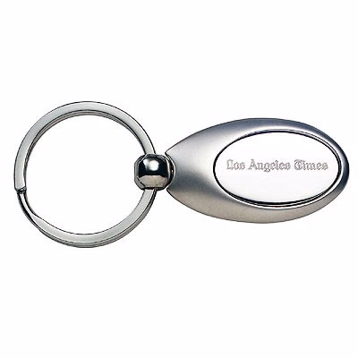 2 TONE OVAL METAL KEYRING