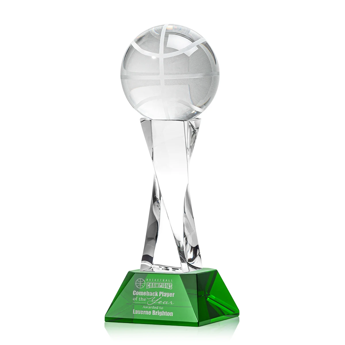 Basketball Award on Langport Base - Green 1