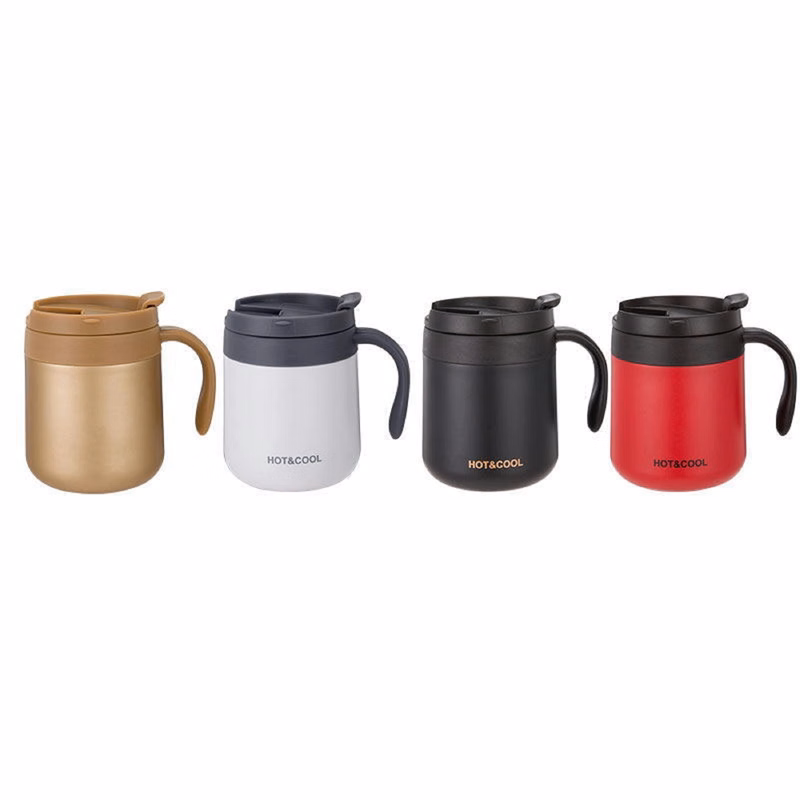 Double Wall Insulated Coffee Cup With Lid & Handle