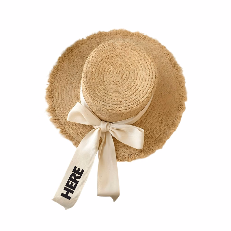 Custom Fringe Raffia Boater Hat