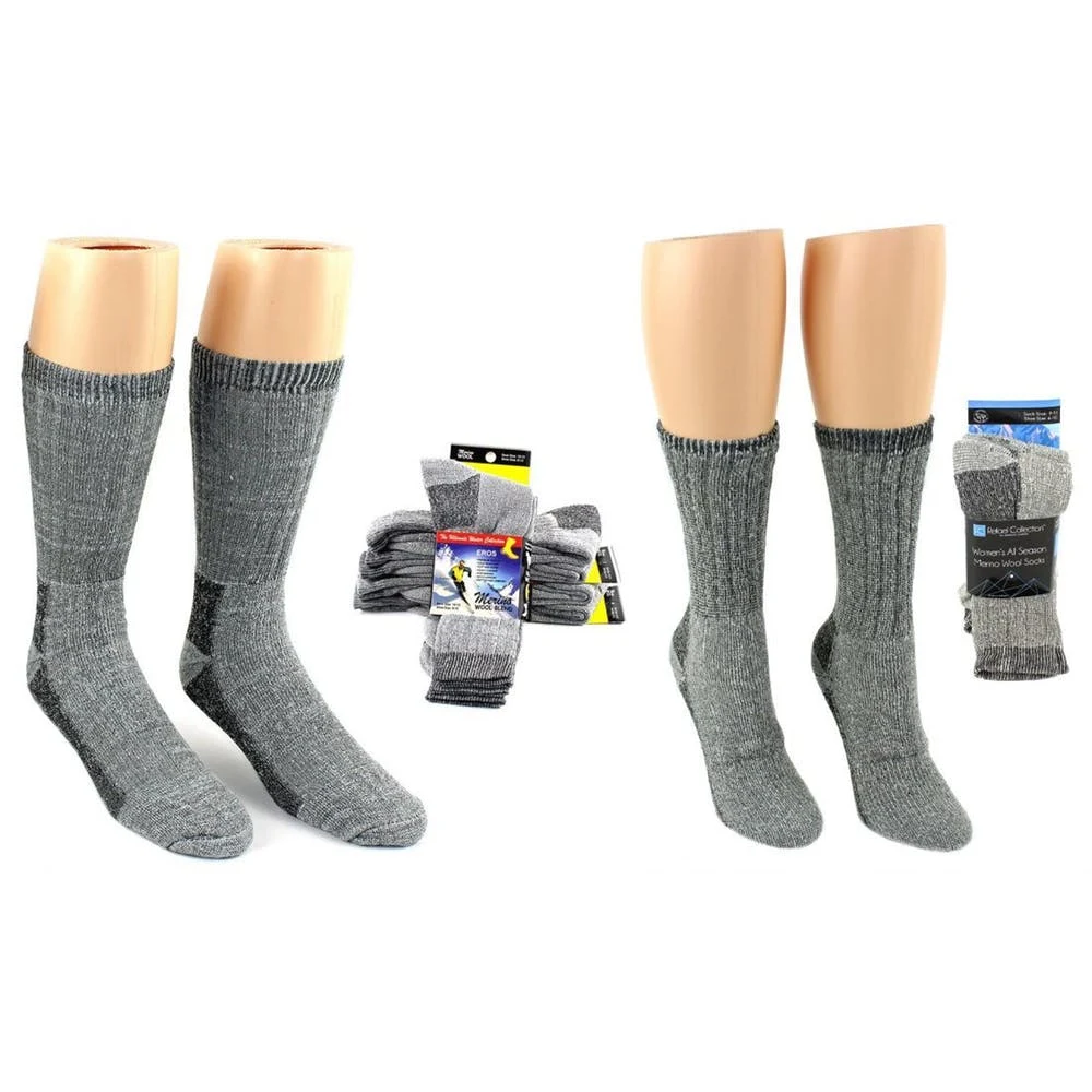 Adult Thermal Merino Wool Crew Socks - Gray 1