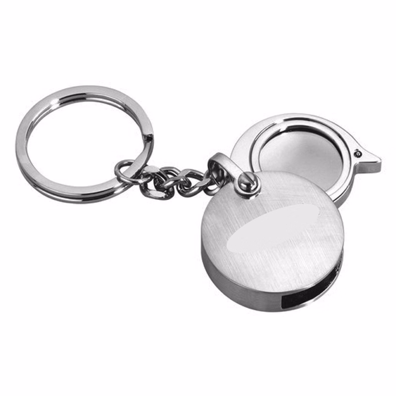 SILVER ROUND KEY CHAIN WITH MAGNIFIER