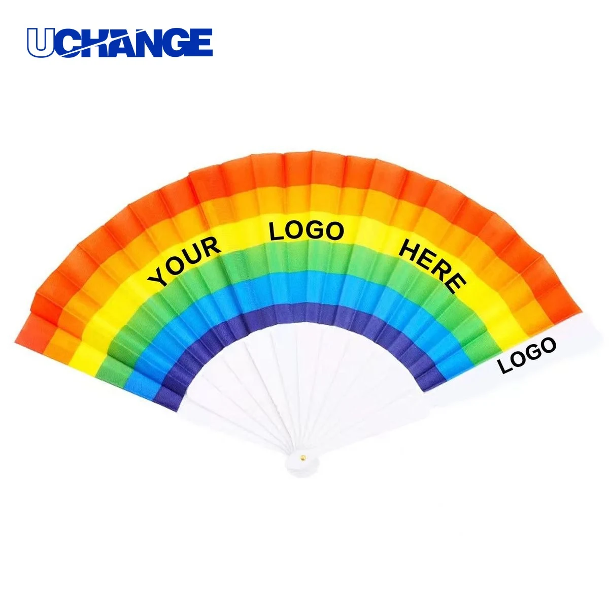 Rainbow Fabric Folding Hand Fan Tool 1