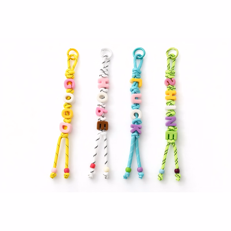 Rope Letter Bead Keychain