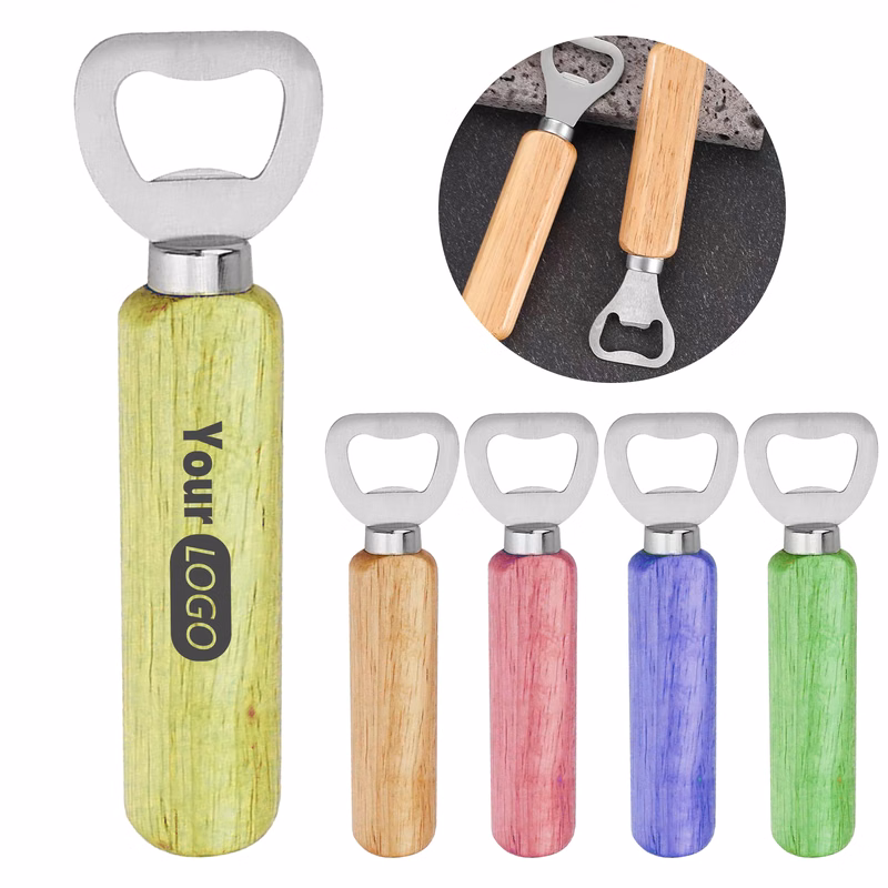 Stainless Steel Elegant Wooden Handle Bottle Opener With Custom Logo