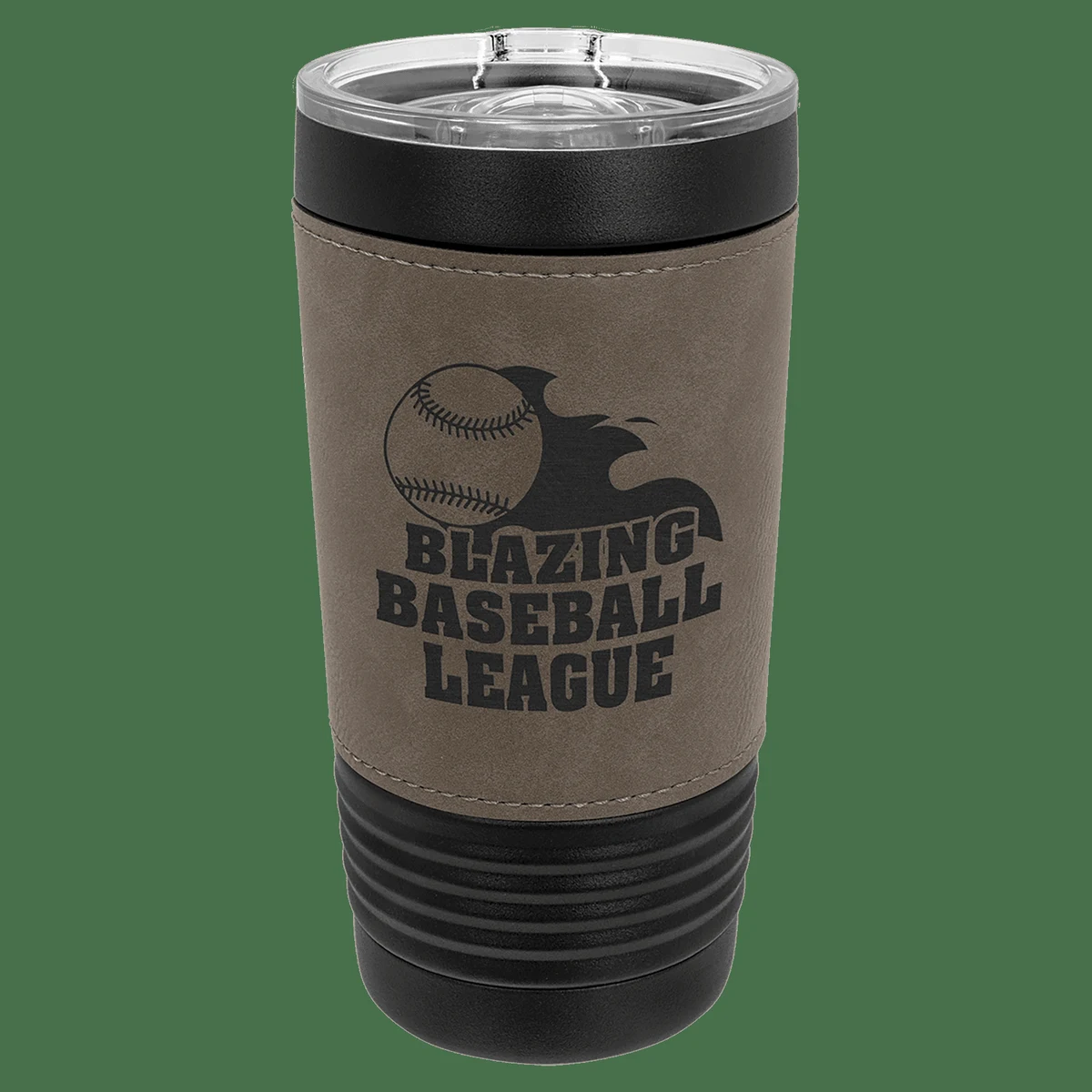 Polar Camel 20 oz Black/Gray with Leatherette Tumbler with Slider Lid 1
