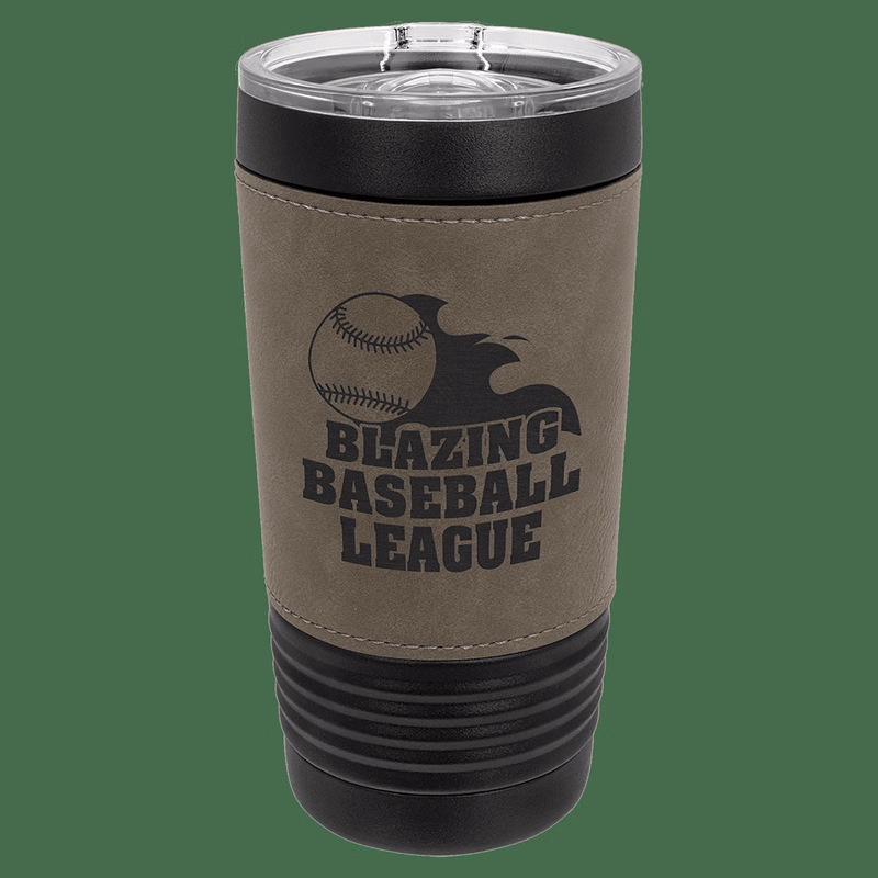 Polar Camel 20 oz Black/Gray with Leatherette Tumbler with Slider Lid