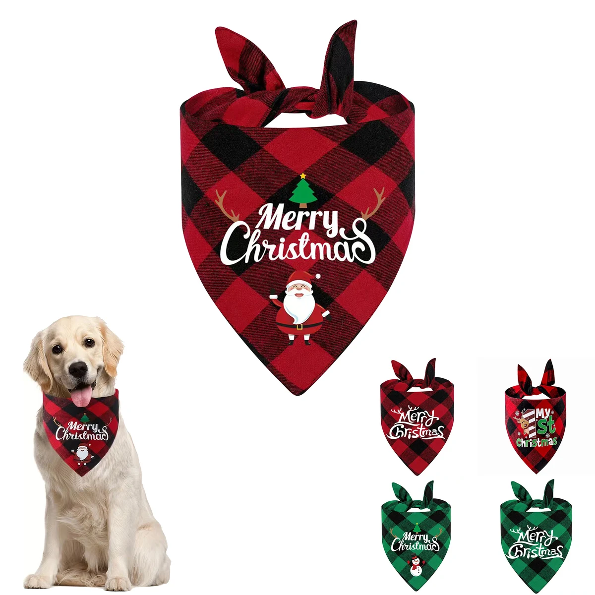 Christmas-Themed Pet Customisable Triangular Bandages 1