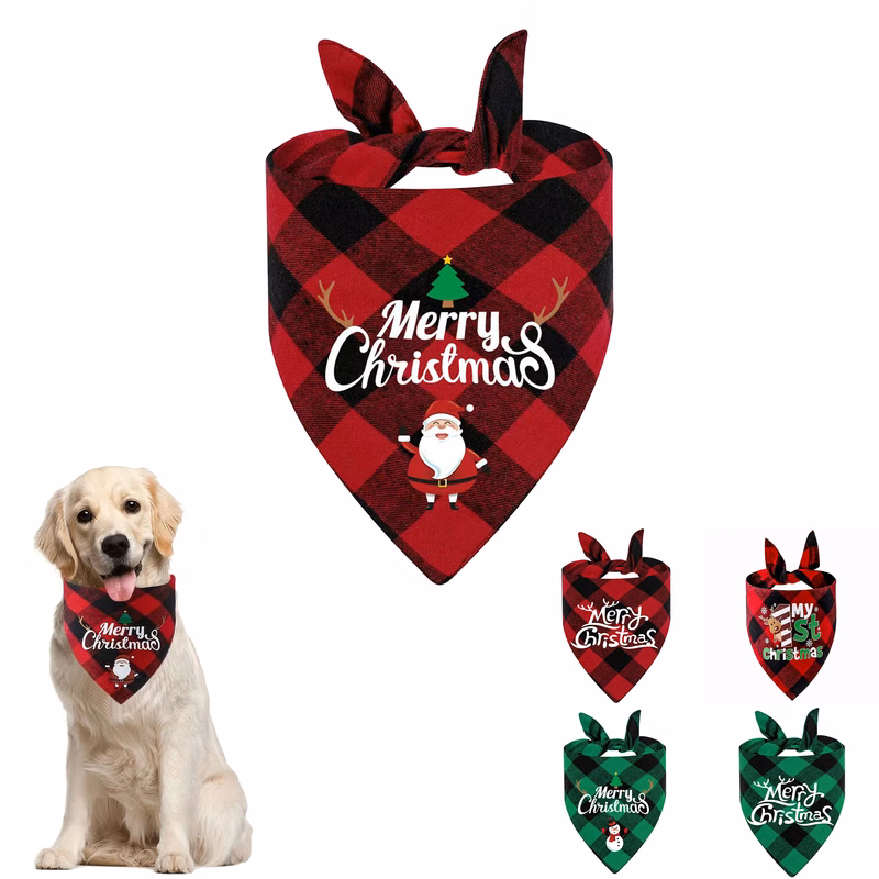 Christmas-Themed Pet Customisable Triangular Bandages