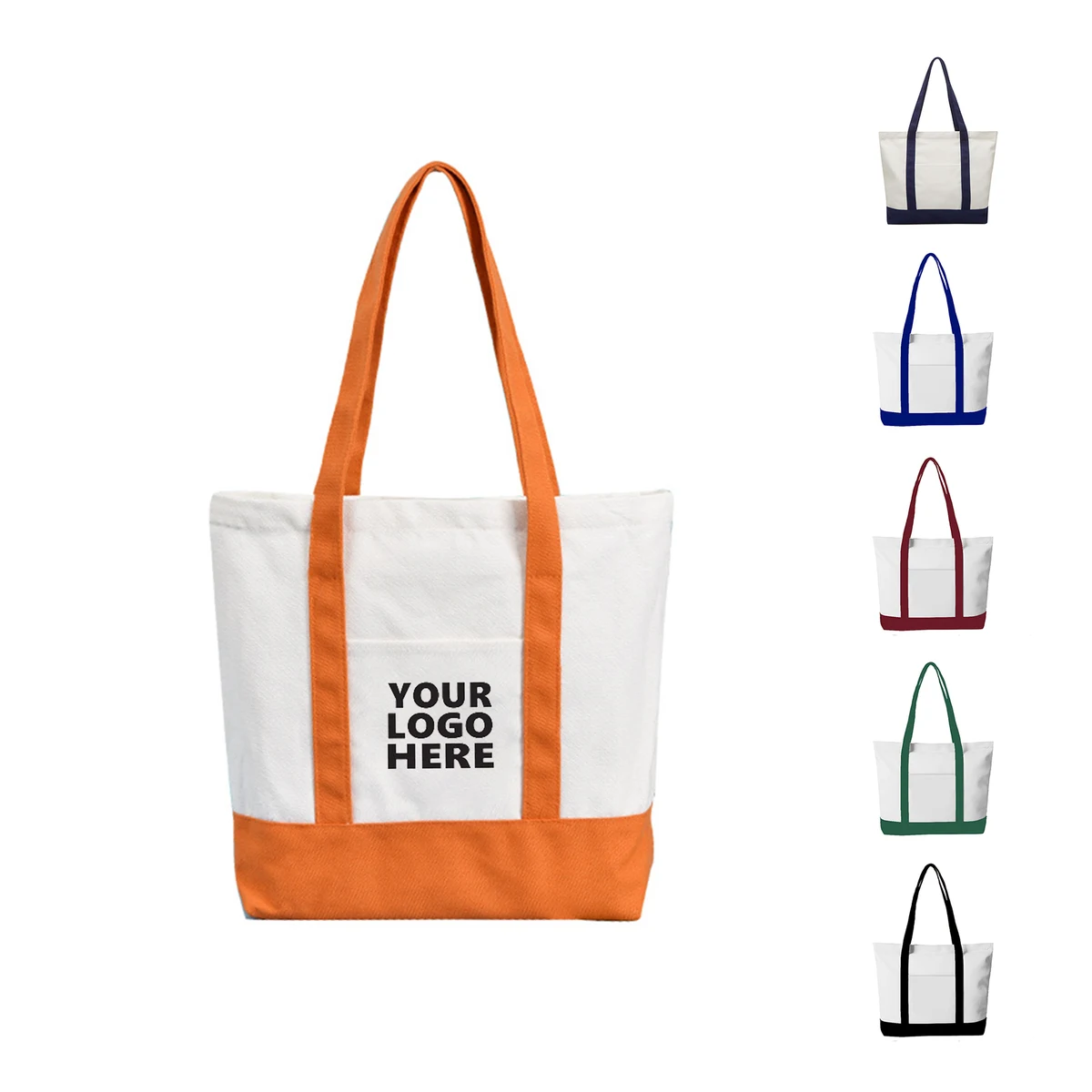 Canvas Zipper Tote MOQ 50, custom tote bag with logo imprint 1