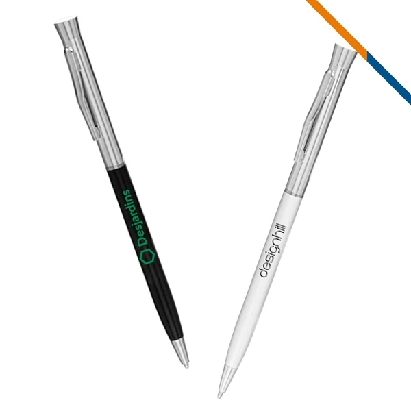 Custom 5.25" Two-Tone Metal Ballpoint Pen — Slim Event & Graduation Giveaway 1