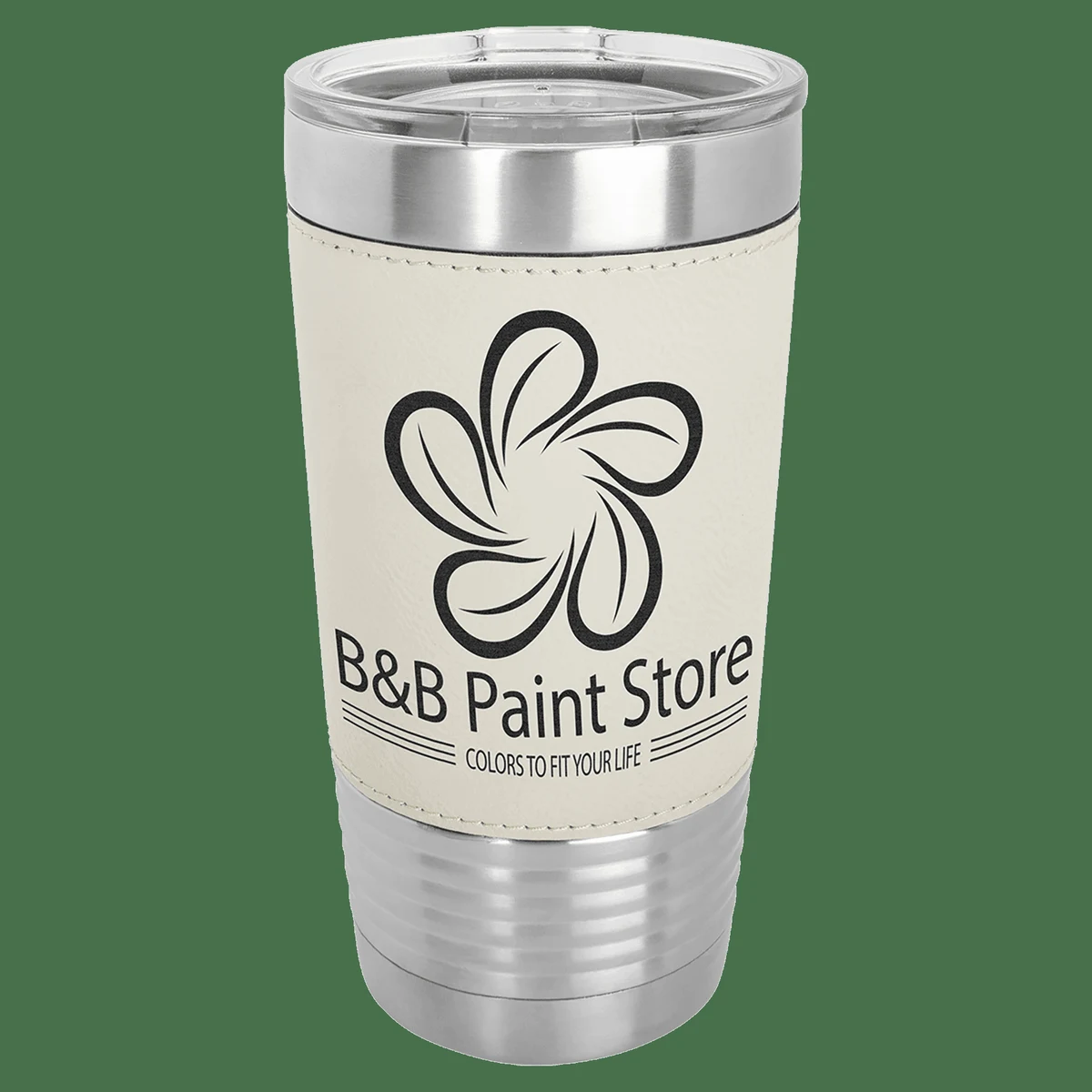 Polar Camel 20 oz. White/Black Leatherette Tumbler with Clear Lid 1