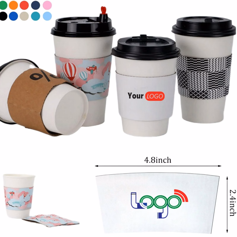 Hot Sale Full Color Kraft Disposable Coffee Cup Sleeves