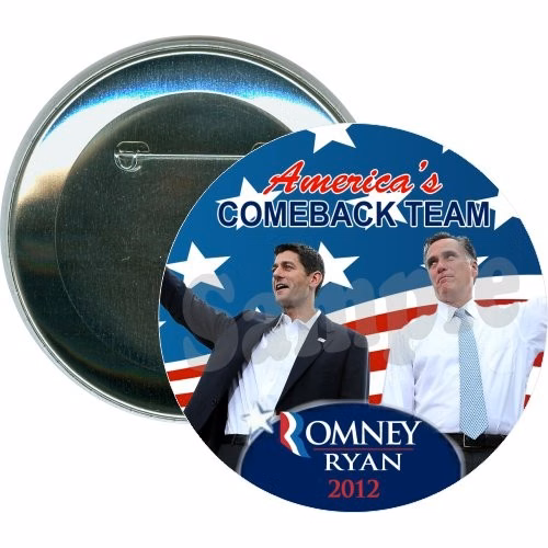 Romney Ryan Comeback Team Stars and Stripes Political Button