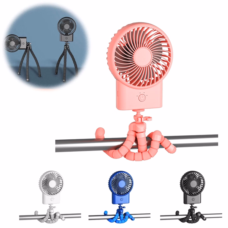 Rechargeable Tripod Clip-On, Handheld Fan