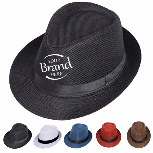 Custom Paper Straw Panama Hat with Rolled Brim & Ribbon Band — Packable Beach Wear