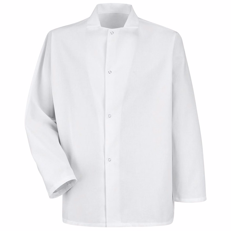 Men's Gripper-Front Short Butcher Coat - 0416