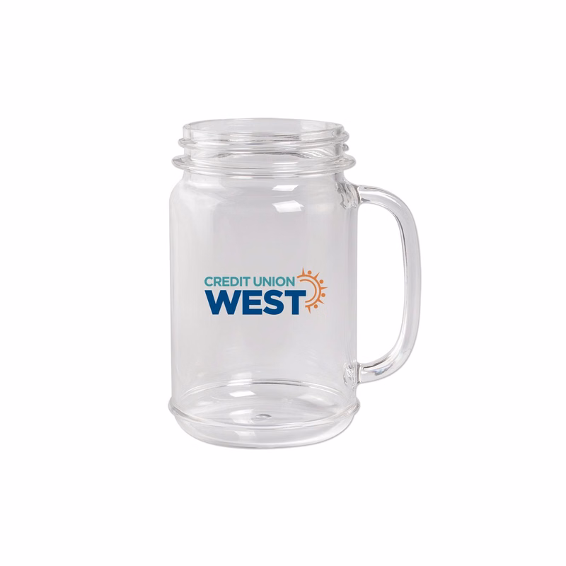 16 Oz Plastic Mason Jar with Handle