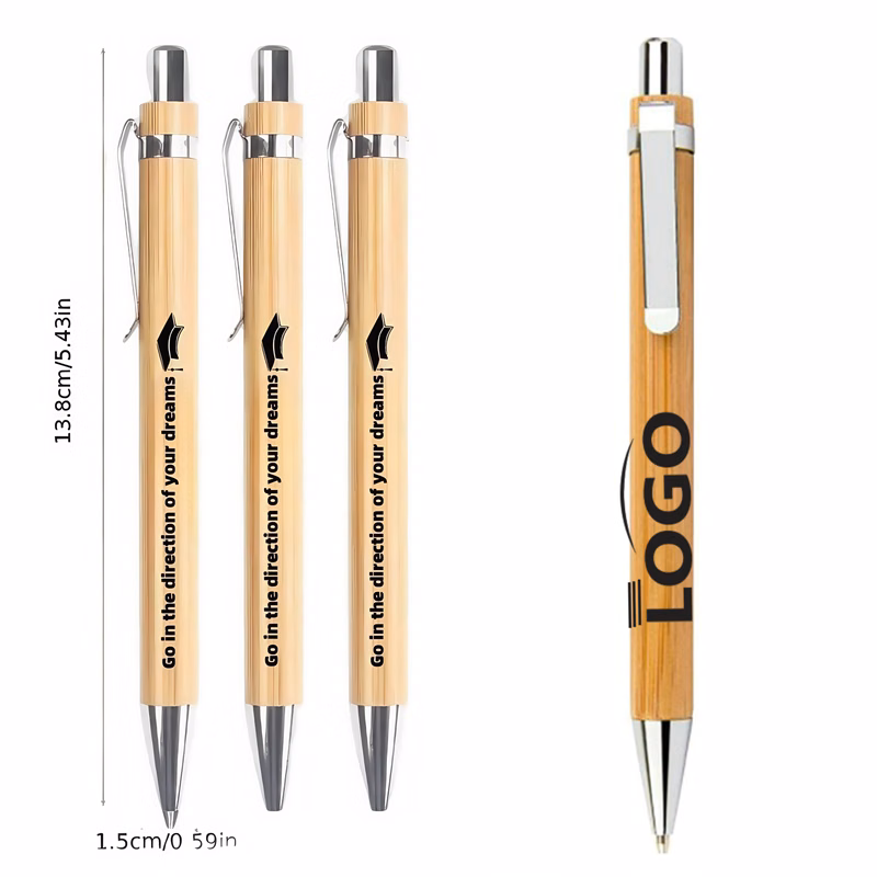 Bamboo Ballpoint Pen And Replacement Cartridge Set