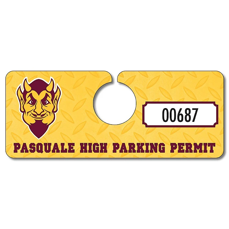School Plastic Hang Tag / Parking Permit- 2x5 - UV Coated (1S) 1
