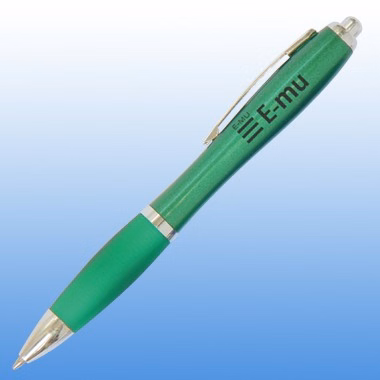 CURVE PLASTIC PEN GREEN W/ CHROME TRIM
