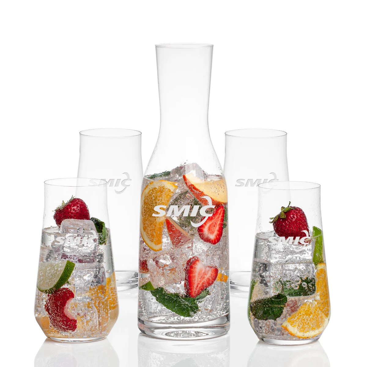 Caldmore Carafe & Bretton Beverage, custom glassware with logo imprint 1
