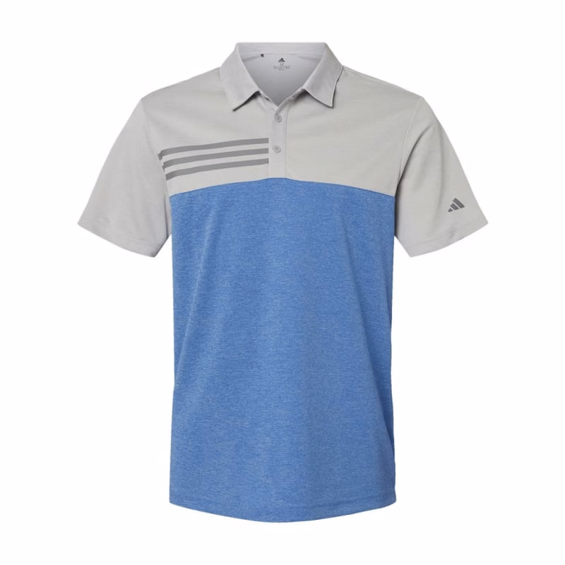 Adidas Men's Heathered Colorblocked 3-Stripes Polo - A508