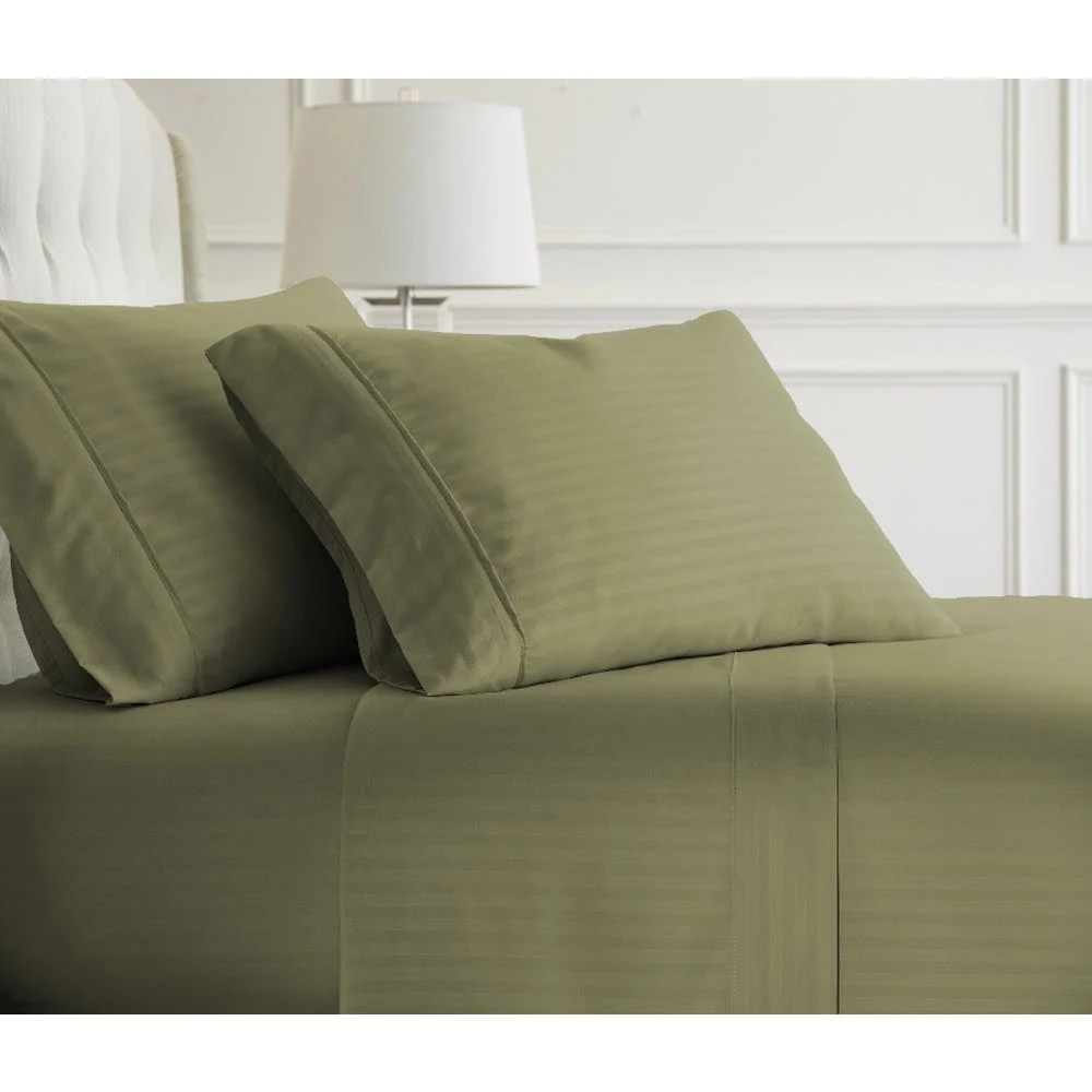 Premium Embossed Sheet Sets - Sage Cali King Striped 4 Piece 1