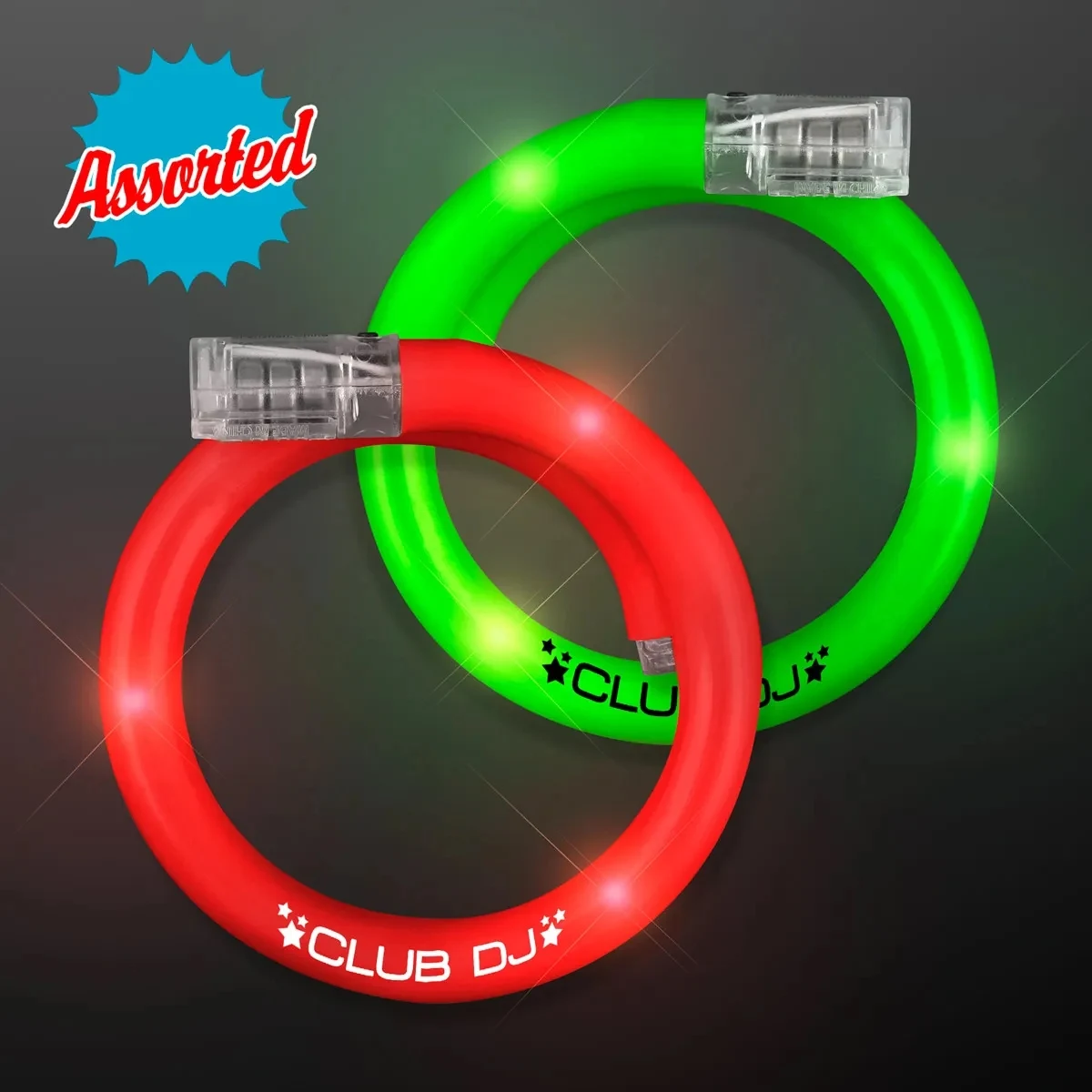 LED Flash Tube Bracelets - Assorted Green & Red 1