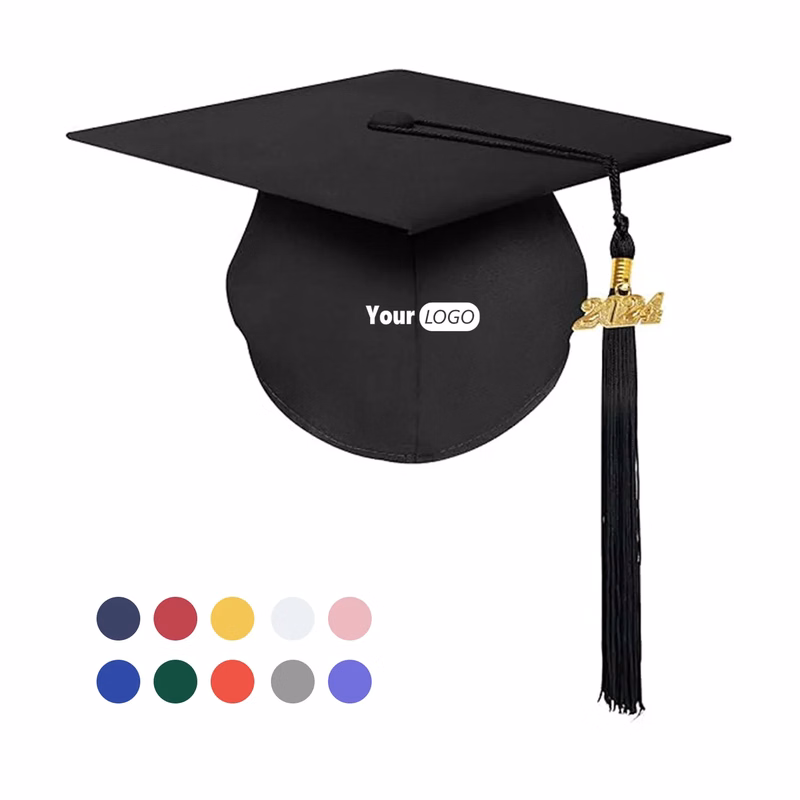 Classic Polyester Graduation Cap with 2024 Charm