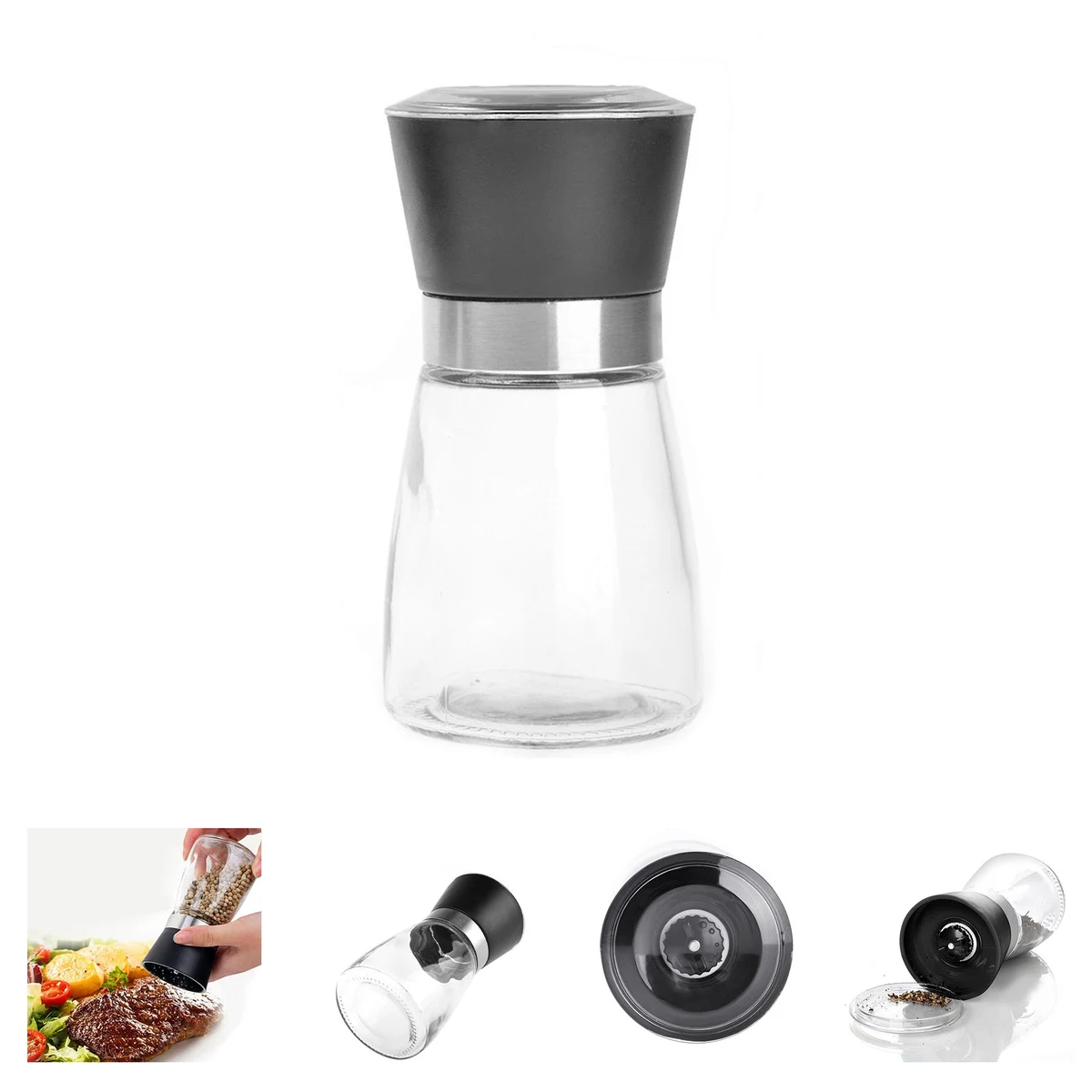 Manual Grips Glass Salt Pepper Grinder 1