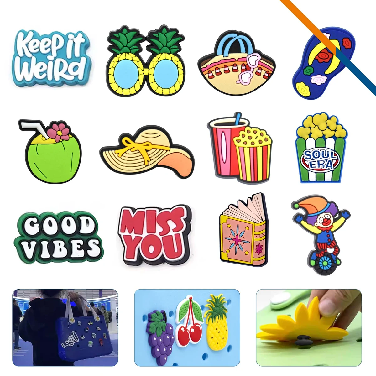 Cutepin Custom Shape PVC Beach Tote Charms 1