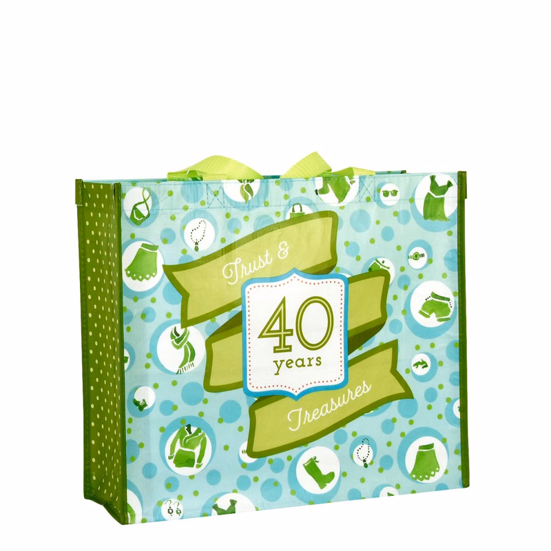 Custom Full-Color Printed 145g Laminated RPET (recycled from plastic bottles) Tote Bag15"x13"x6"