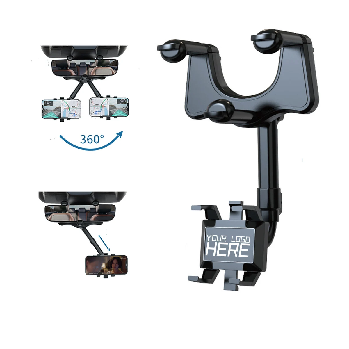 Rotating Rear View Phone Mount with Adjustable Arm 1
