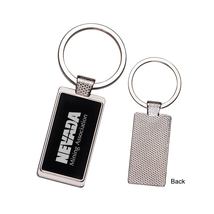 RECTANGLE METAL KEY CHAIN W/ DARK REFLECTIVE CENTER 1