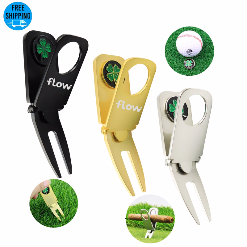 Zinc Alloy Golf Divot Tool Cigar Holder with Ball Marker