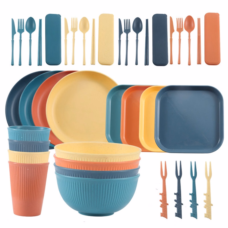 40 Pcs Wheat Straw Dinnerware Set