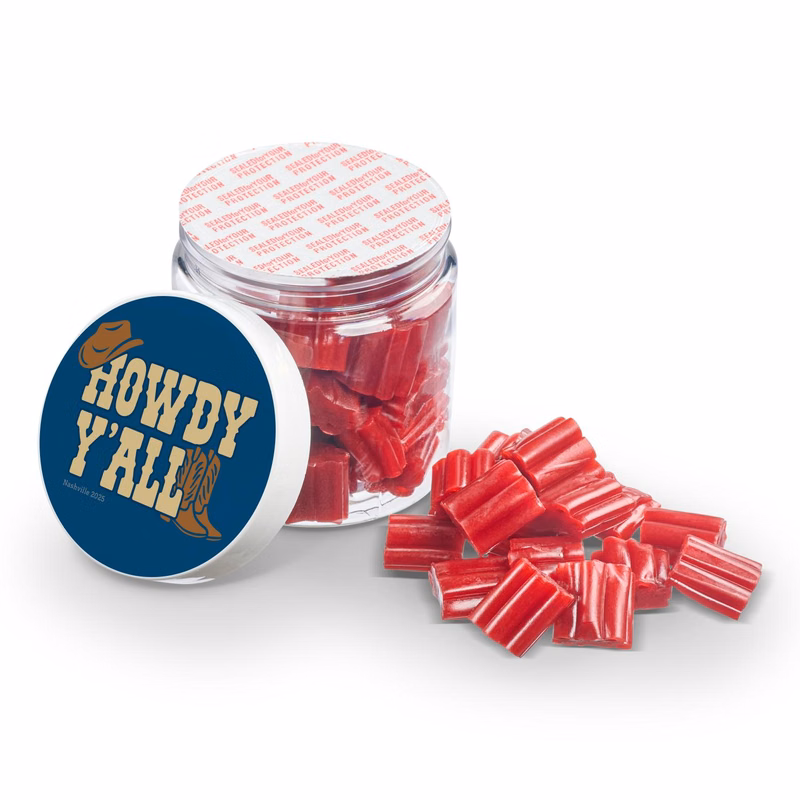 4 OZ JAR OF MINI STRAWBERRY LICORICE BITES