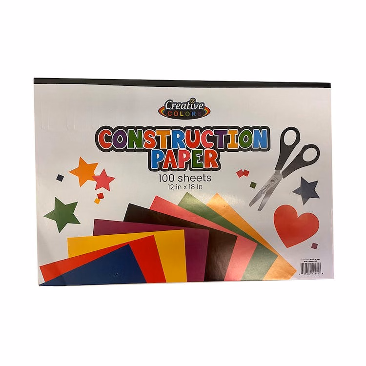 Construction Paper Pads - Assorted Colors 100 Sheets 12" x 18"