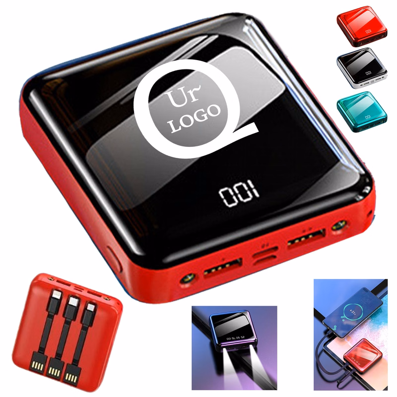 Mini High-Capacity Power Bank Flashlight W/ 3 Charging Cable