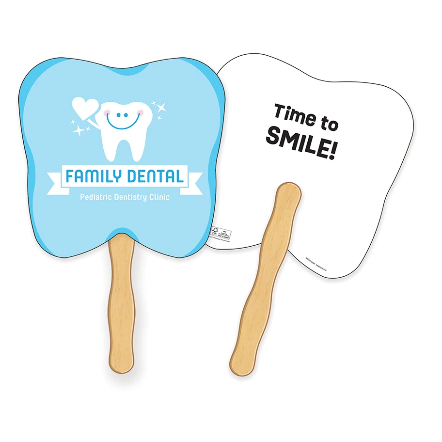 HAND FANS - Full Color, Tooth Shaped Hand Fan 1