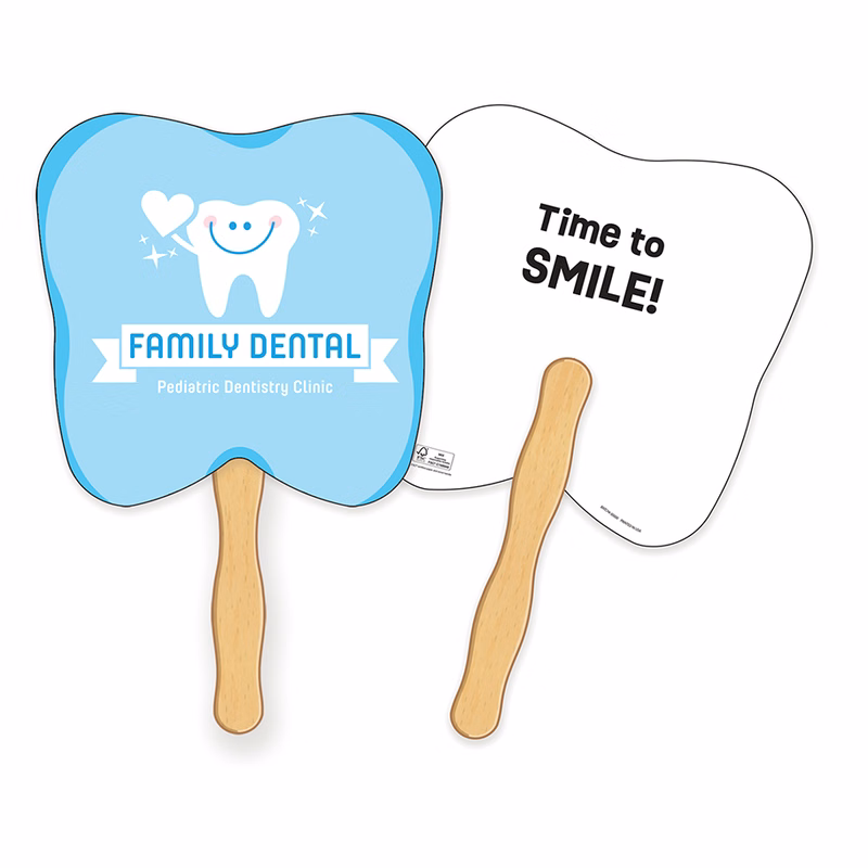 HAND FANS - Full Color, Tooth Shaped Hand Fan