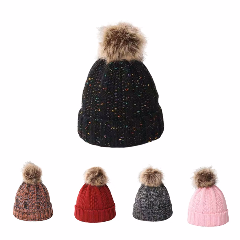 Winter Pom Knitted Beanie Hat