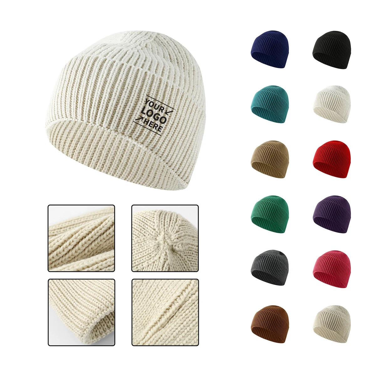 Solid Color Warm Knit Beanie Hat 1