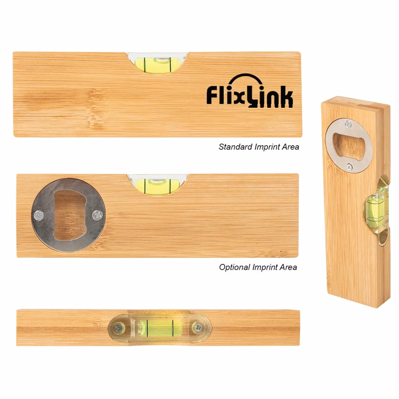 BAMBOO LEVEL WITH BOTTLE OPENER